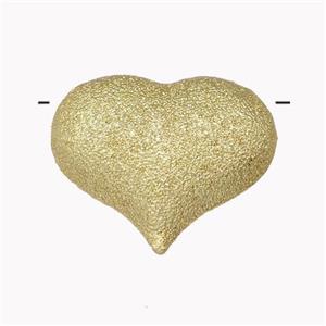 Copper Heart Beads Corrugated Hollow Gold Plated, approx 30mm