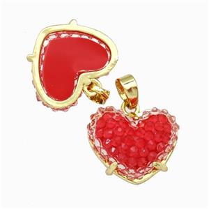 Resin Heart Pendant gold plated, approx 12-16mm