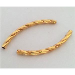 colorfast copper tube bead, gold plated, approx 4x45mm, 3mm hole