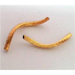 colorfast copper tube bead, gold plated, approx 2x25mm, 1.5mm hole