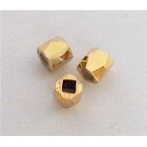 colorfast copper bead, gold plated, approx 3x3mm