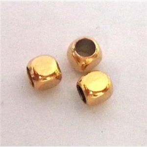 colorfast copper tube bead, gold plated, approx 3x3mm
