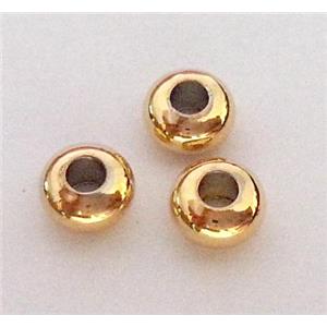 colorfast copper bead, rondelle, gold plated, approx 4mm dia
