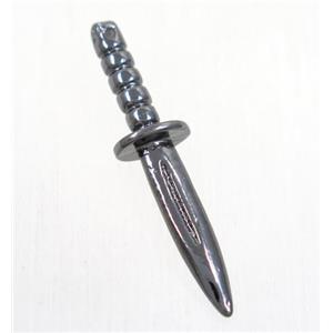 colorfast copper knife pendant, black plated, approx 4-33mm
