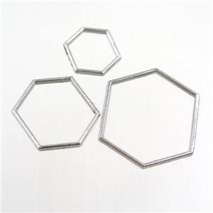 copper linker, hexagon, platinum, approx 12-14mm