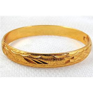 Copper Bangle, gold plated, Nickel Free, Lead Free, 63mm dia, 10mm wide