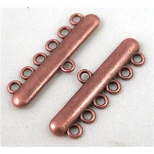bracelet bar, alloy connector, antique red copper, approx 11x33mm, 6 hole, 2mm hole