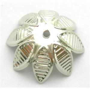 iron bead-caps, platinum plated, 14mm dia