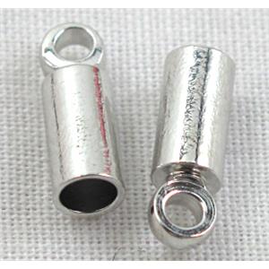 crimp cord end, tube, Copper, Platinum Plated, 4mm dia, 3mm inside hole
