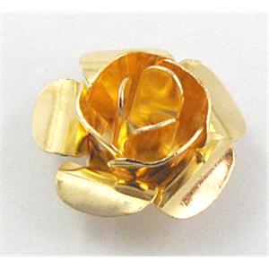 Rose bead, copper, Golden Plated, 16mm dia, copper