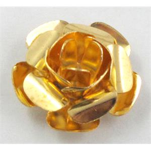 Rose bead, copper, Golden Plated, 20mm dia, copper