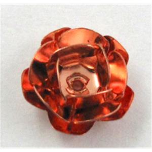 Rose bead, copper, Red copper Plated, 12mm dia, copper