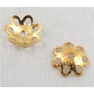 copper beadcaps, gold plated, approx 7mm dia