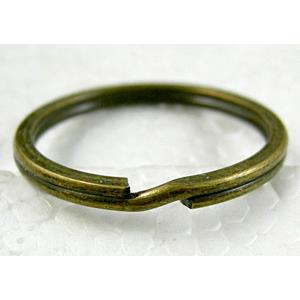 Key rings, flat, antique bronze, iron, 30mm dia