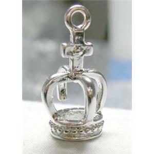 Baroque Crown Pendant, copper, platinum plated, 12.5mm dia,22mm high