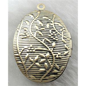 necklace Locket pendant, copper, antique bronze, 23x30mm, nickel free