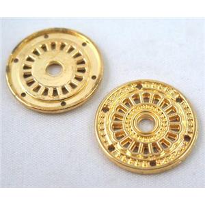 alloy bead, round, gold plated, approx 21mm dia