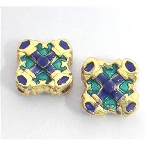 enameling copper spacer bead, square, approx 10-14mm