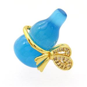 blue cat eye stone gourd pendant, approx 15-20mm