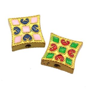 enamel alloy beads, gold plated, approx 12mm
