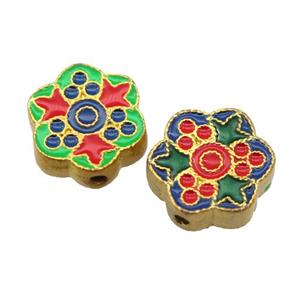 enamel alloy beads, gold plated, approx 15mm