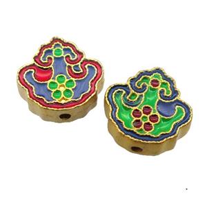 enamel alloy beads, gold plated, approx 14-15mm