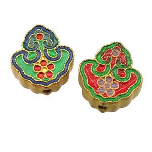 enamel alloy beads, gold plated, approx 15-17mm