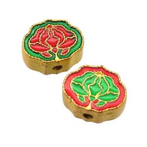 enamel alloy beads, gold plated, approx 10-12mm