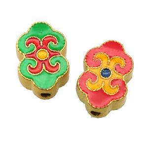 enamel alloy beads, gold plated, approx 10-16mm