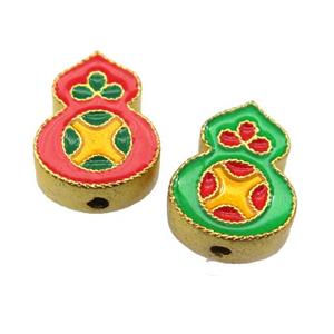 enamel alloy beads, gold plated, approx 11-15mm