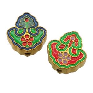 enamel alloy beads, gold plated, approx 15-17mm