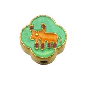 enamel alloy beads, Chinese Zodiac Sheep, gold plated, approx 14mm
