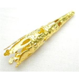 Golden Jewelry Flower Caps, iron, 8.5mm diameter, 41mm length