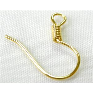 gold plated Iron Earring Wire, 15mm high