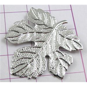 Baroque Style, Platinum Plated Jewelry Findings Leaf Pendant, Nickel Free, 30x33mm