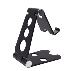 Adjustable Cell Phone Stand, Aluminum, Portable Desktop Phone Holder Dock, black plated, approx 15-131MM