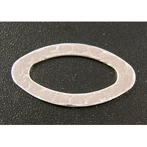 silver plated copper oval Ring charms, 12x22x1mm, Ni & Pb Free
