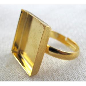 bezel cup and adjustable ring, copper, gold plated, inside: 16x16mm,  ring: 19mm dia