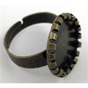 cabochon pad, copper ring, antique bronze, inside 14mm dia