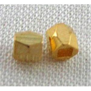 copper spacer tube bead, gold plated, 3mm dia, 1.5x1.5mm hole