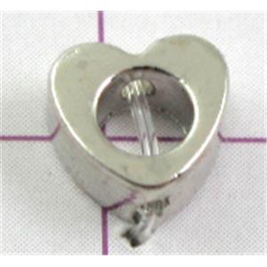 Copper spacers, heart, 6mm, Platinum plated