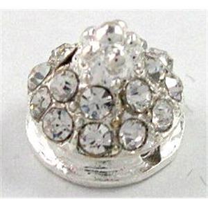 alloy bead with mideast rhinestone, silver plated, 8mm