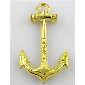 anchor charm, alloy pendant, gold, 20x35mm