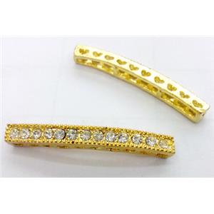 bracelet bar, alloy with Rhinestone, gold, approx 38mm length