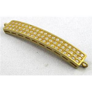 bracelet bar, copper bead with zircon rhinestone, brass, approx 7x42mm