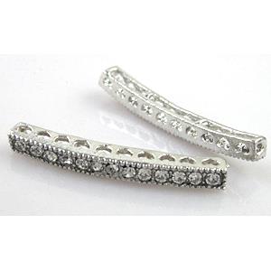 bracelet bar, alloy with Rhinestone, platinum plated, approx 38mm length