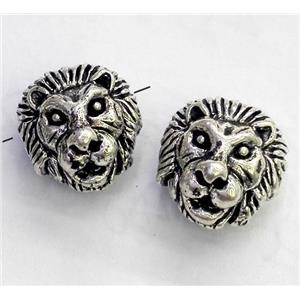 alloy spacer bead, lion head, antique silver, approx 12mm dia
