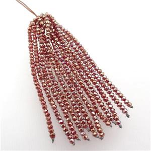 red crystal glass Tassel pendant, approx 3mm, 75mm length