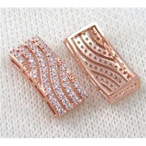 copper bead paved zircon, rectangle, rose gold, approx 10-20mm