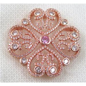 copper bead paved zircon, rose gold, approx 40mm dia